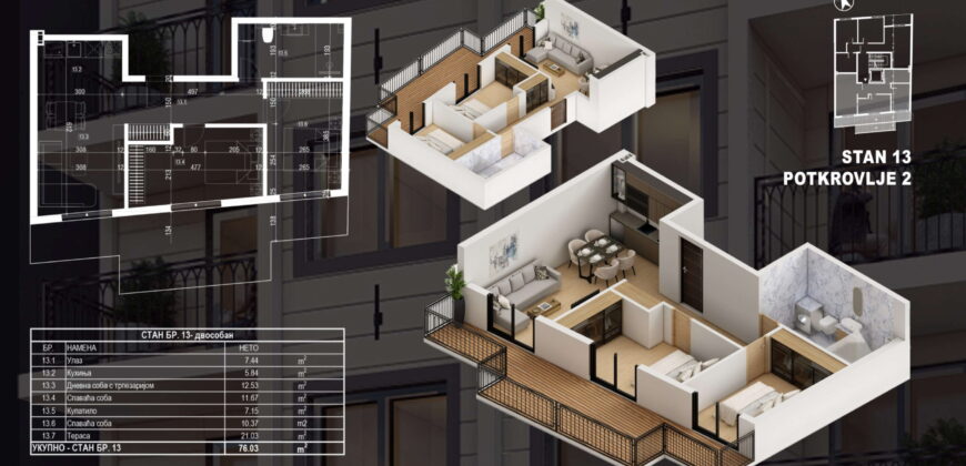 Lekino brdo – Veselina Masleše 76kvm